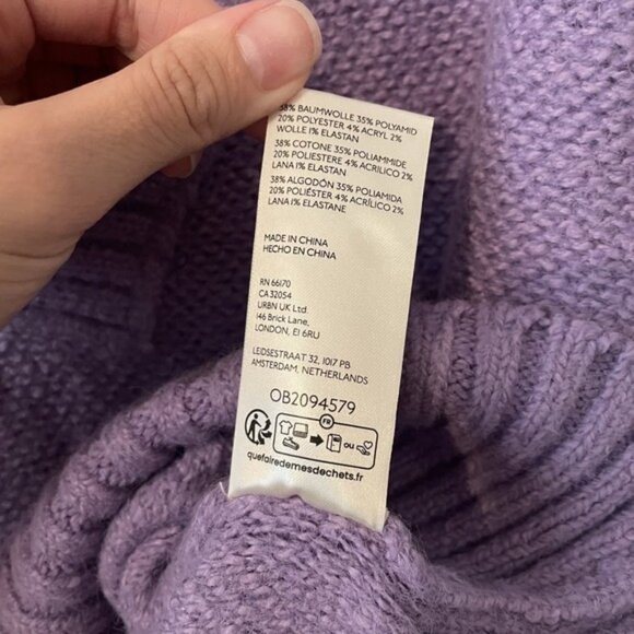 NEW Free People Rhea V Neck Knit Pullover Purple Size XL Wool Blend Slouchy Cozy - Picture 6 of 7